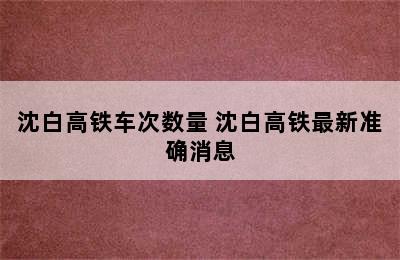 沈白高铁车次数量 沈白高铁最新准确消息